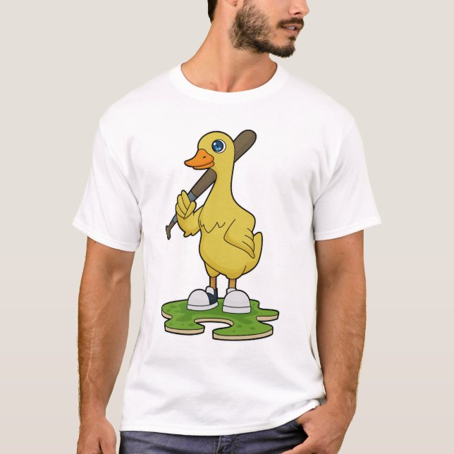 Duck at Baseball with Baseball bat T-Shirt (Front)