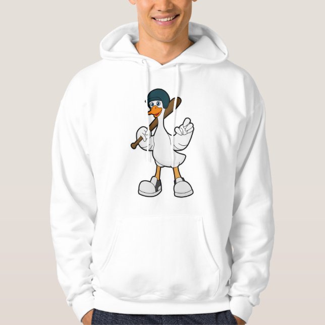 Duck at Baseball with Baseball racket & Helmet Hoodie (Front)