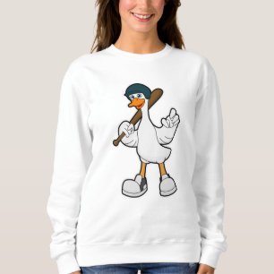 Duck at Baseball with Baseball racket & Helmet Sweatshirt