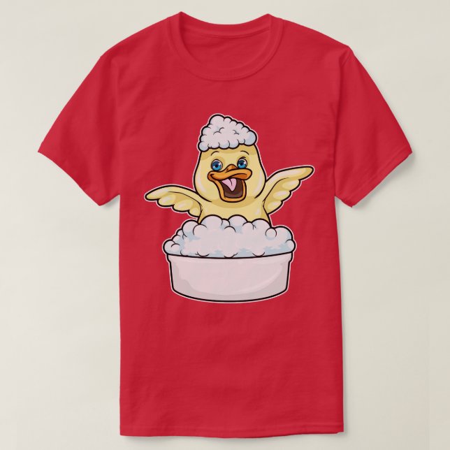 Duck at Bathing in Bathtub with Foam T-Shirt (Design Front)