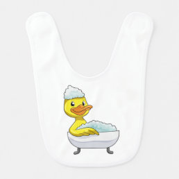 Duck at Bathing with Bathtub &amp; Foam Baby Bib