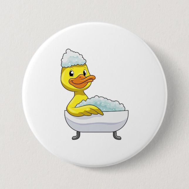 Duck at Bathing with Bathtub & Foam Button (Front)