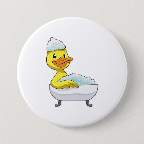 Duck at Bathing with Bathtub  Foam Button
