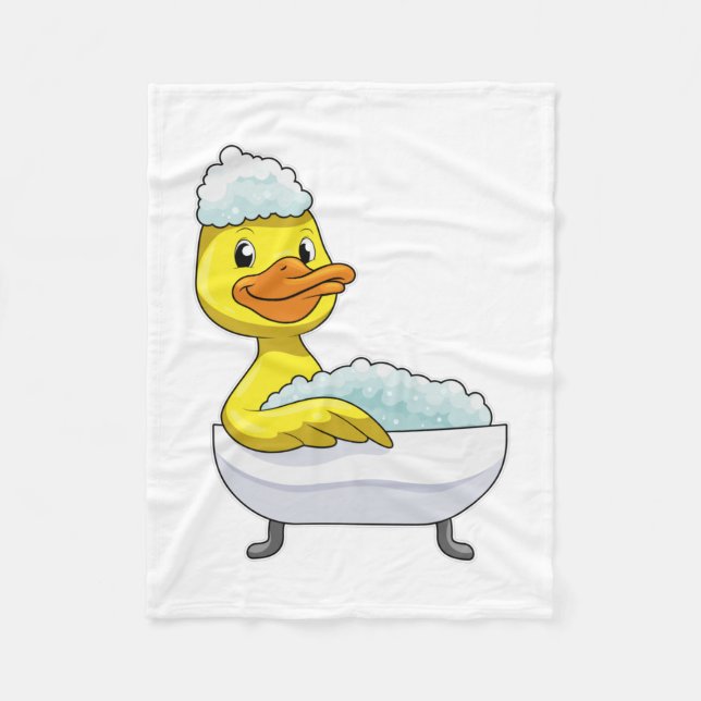Duck at Bathing with Bathtub & Foam Fleece Blanket (Front)