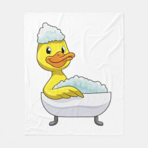 Duck at Bathing with Bathtub & Foam Fleece Blanket