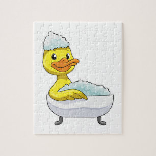 Duck at Bathing with Bathtub & Foam Jigsaw Puzzle