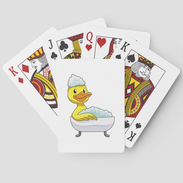 Duck at Bathing with Bathtub & Foam Poker Cards (Back)