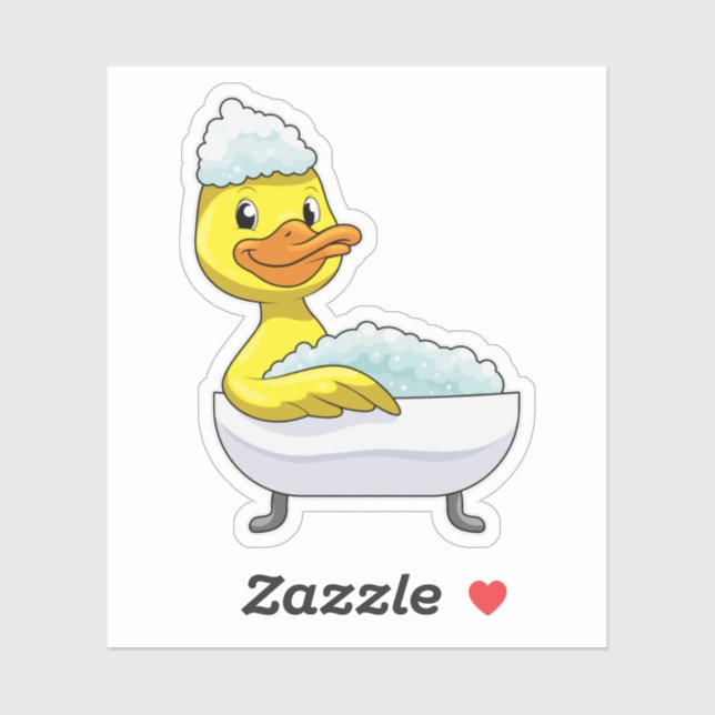 Duck at Bathing with Bathtub & Foam Sticker (Sheet)