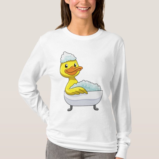 Duck at Bathing with Bathtub & Foam T-Shirt (Front)