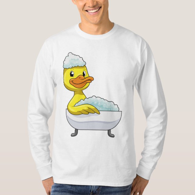 Duck at Bathing with Bathtub & Foam T-Shirt (Front)