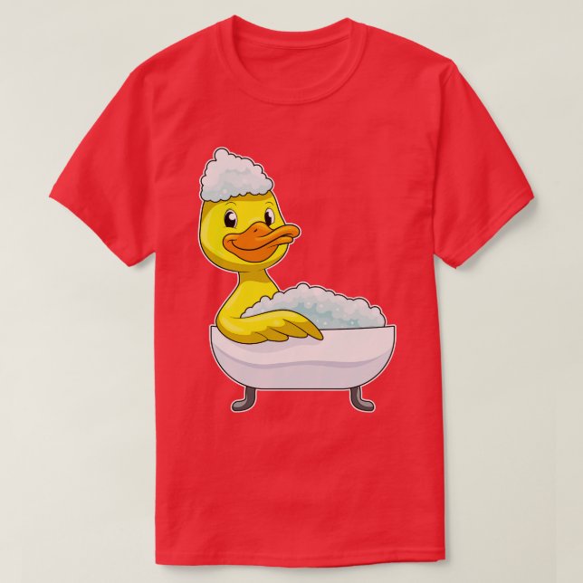 Duck At Bathing With Bathtub  Foam  T-Shirt (Design Front)