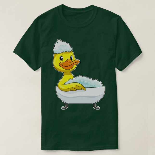 Duck at Bathing with Bathtub Foam T-Shirt (Design Front)