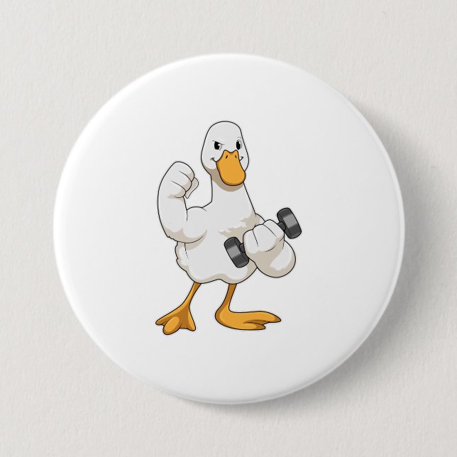 Duck at Bodybuilding with Dumbbell Button (Front)
