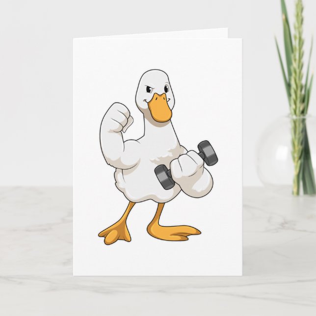 Duck at Bodybuilding with Dumbbell Card (Front)