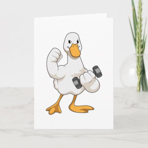 Duck at Bodybuilding with Dumbbell Card