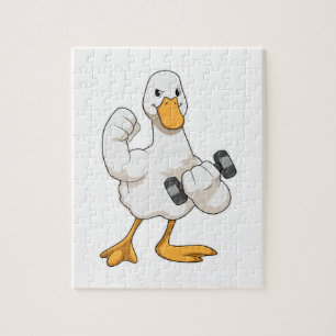 Duck at Bodybuilding with Dumbbell Jigsaw Puzzle