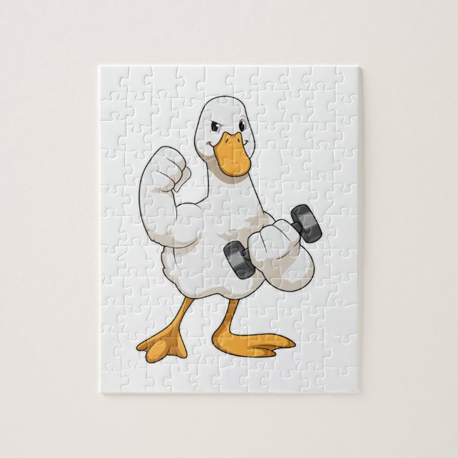 Duck at Bodybuilding with Dumbbell Jigsaw Puzzle (Vertical)