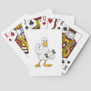 Duck at Bodybuilding with Dumbbell Poker Cards