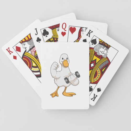 Duck at Bodybuilding with Dumbbell Poker Cards