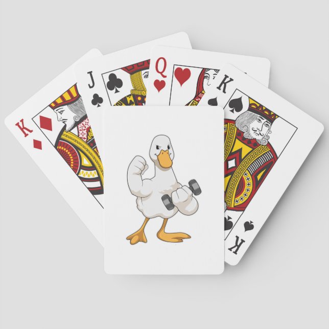 Duck at Bodybuilding with Dumbbell Poker Cards (Back)
