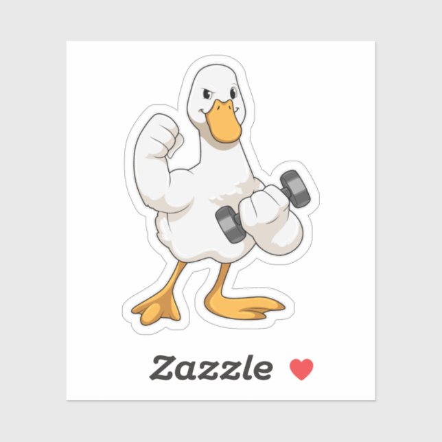 Duck at Bodybuilding with Dumbbell Sticker (Sheet)