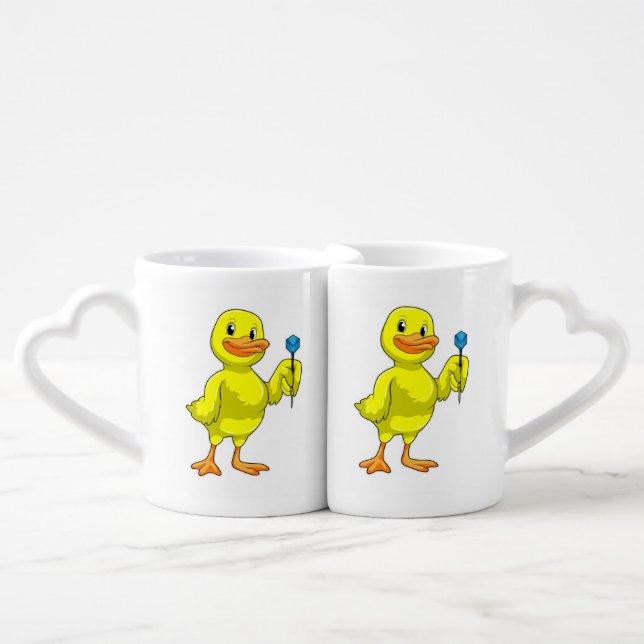 Duck at Darts with Dart Coffee Mug Set (Front Nesting)
