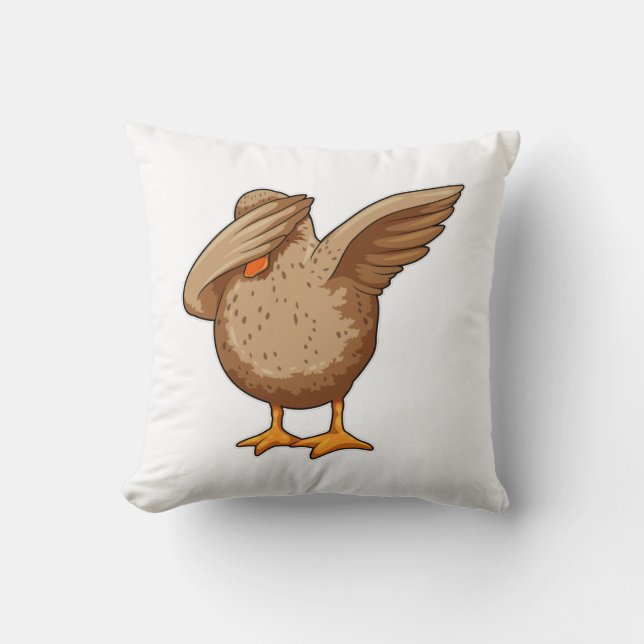 Duck at Hip Hop Dance Dab Throw Pillow (Front)