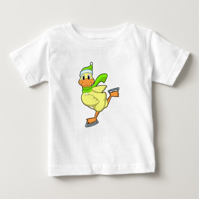 Duck at Ice skating with Ice skates Baby T-Shirt (Front)