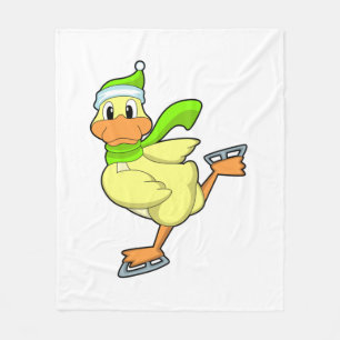 Duck at Ice skating with Ice skates Fleece Blanket