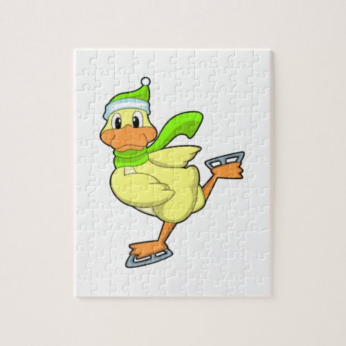 Duck at Ice skating with Ice skates Jigsaw Puzzle