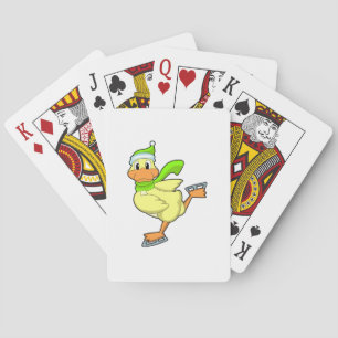 Duck at Ice skating with Ice skates Poker Cards