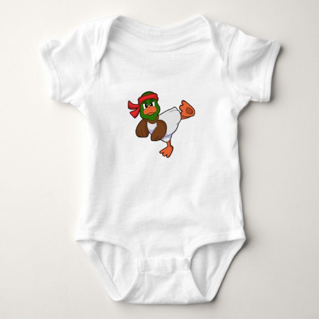 Duck at Martial arts Karate Baby Bodysuit (Front)