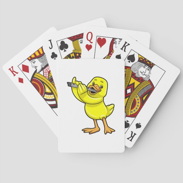 Duck at Music with Flute Poker Cards (Back)