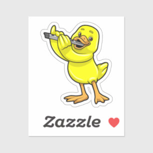 Duck at Music with Flute Sticker