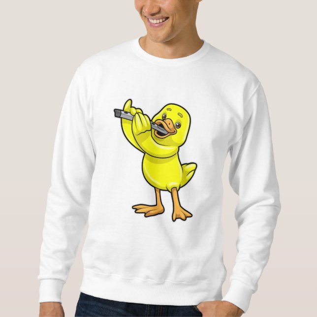 Duck at Music with Flute Sweatshirt (Front)