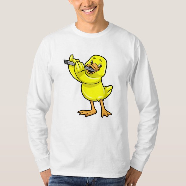 Duck at Music with Flute T-Shirt (Front)