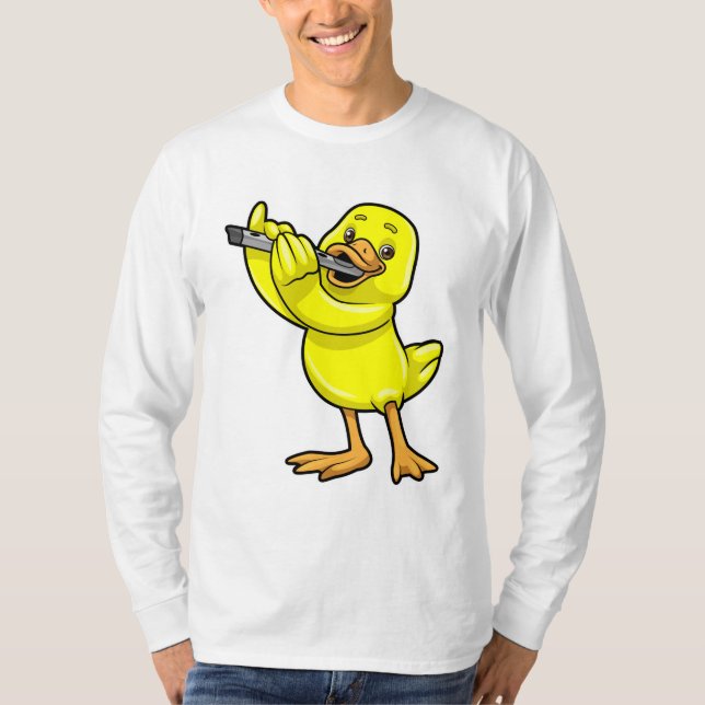 Duck at Music with Flute T-Shirt (Front)