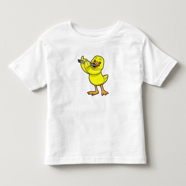 Duck at Music with Flute Toddler T-shirt (Front)