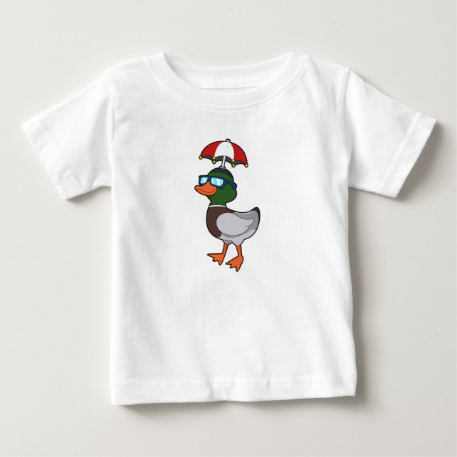 Duck at Raining with Umbrella.PNG Baby T-Shirt (Front)