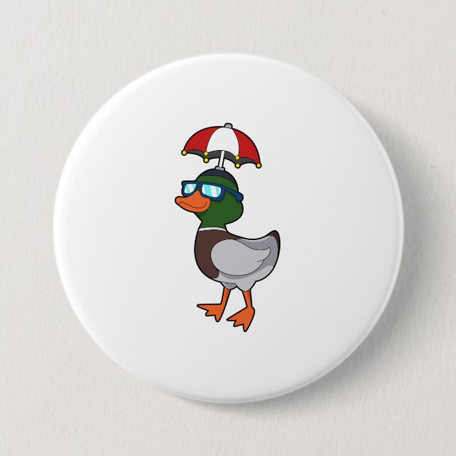 Duck at Raining with Umbrella.PNG Button (Front)