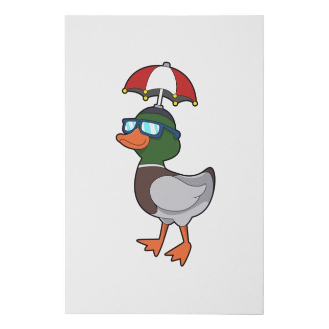 Duck at Raining with Umbrella.PNG Faux Canvas Print (Front)