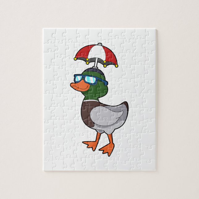 Duck at Raining with Umbrella.PNG Jigsaw Puzzle (Vertical)