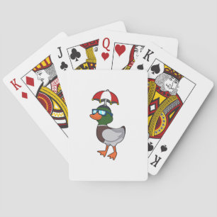 Duck at Raining with Umbrella.PNG Poker Cards