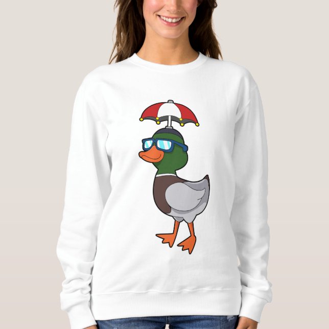 Duck at Raining with Umbrella.PNG Sweatshirt (Front)