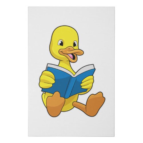 Duck at Reading with Book Faux Canvas Print