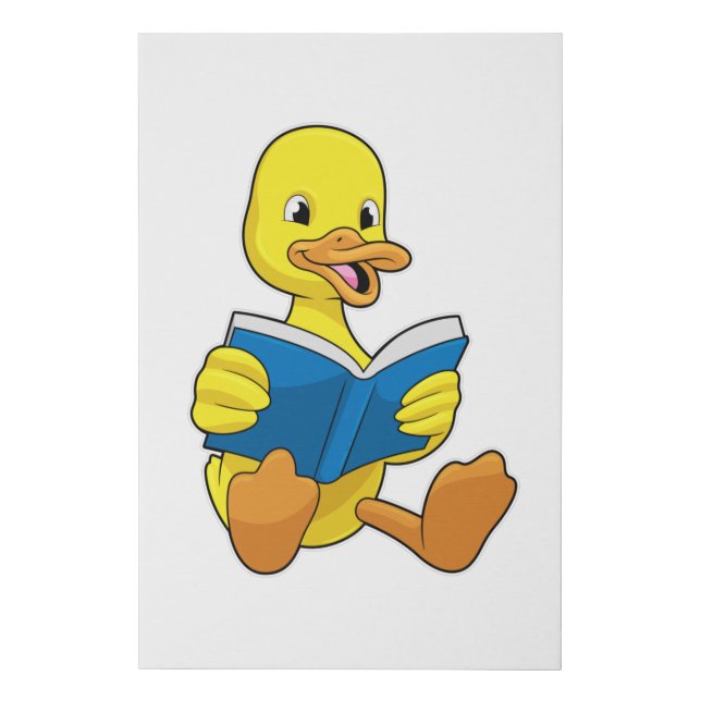 Duck at Reading with Book Faux Canvas Print (Front)