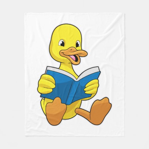 Duck at Reading with Book Fleece Blanket
