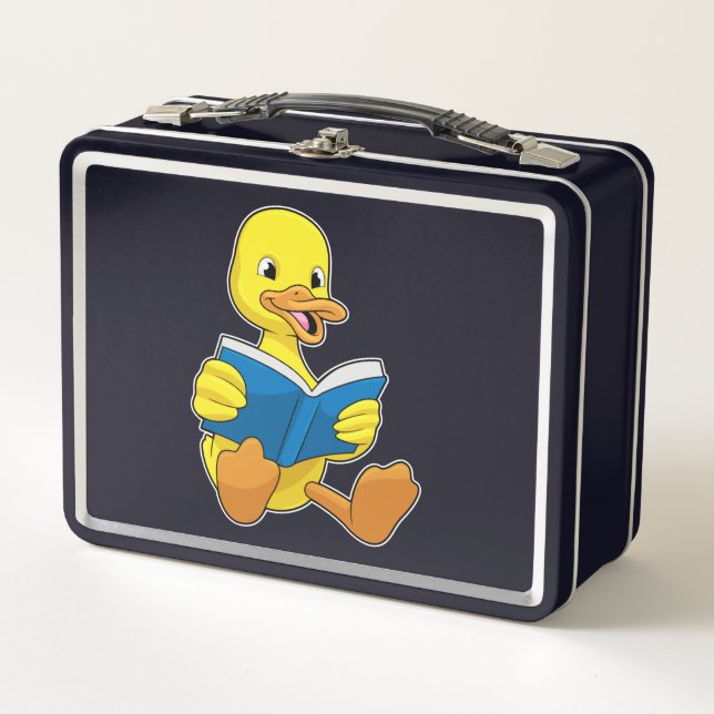 Duck at Reading with Book Metal Lunch Box (Front)
