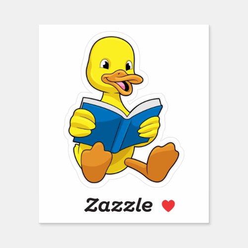 Duck at Reading with Book Sticker