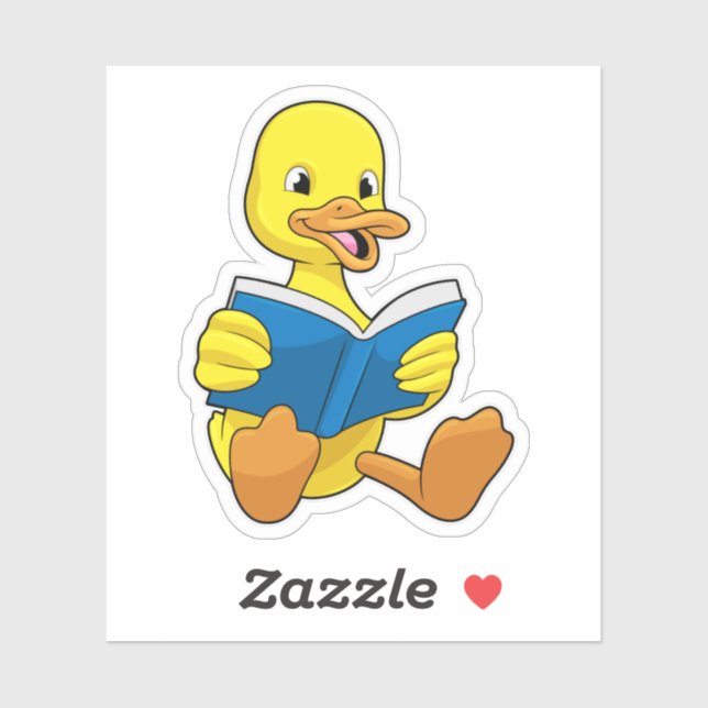 Duck at Reading with Book Sticker (Sheet)